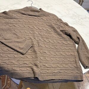J. Jill Men's Tan Cable Knit Crewneck Sweater